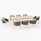 Evora 8 Seat Rectangular Dining Set in Mocha