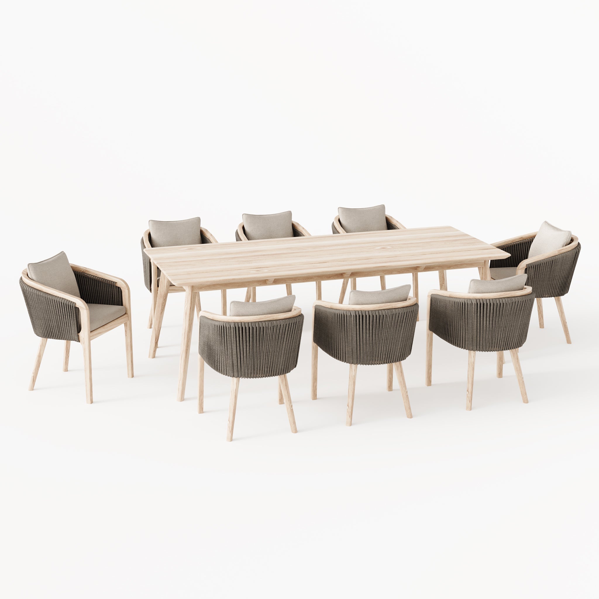 Evora 8 Seat Rectangular Dining Set in Mocha