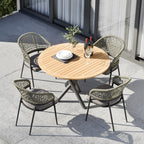 Kalama 4 Seat Round Dining Set with Teak Table in Olive Green