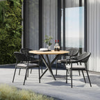Cloverly 4 Seat Round Dining Set with Teak Table Top in Charcoal