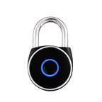 Blusafe Mirage Padlocks Black Short Shackle - Blusafe Fingerprint Padlock, Smart Fingerprint Padlock, Anti-Theft, IP66, 20 Fingerprints, Black/Chrome, Long/Short Shackle, Gyms, Gardens, Schools, Bikes, Gates (Short, Black)
