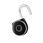Blusafe Mirage Padlocks Black Short Shackle - Blusafe Fingerprint Padlock, Smart Fingerprint Padlock, Anti-Theft, IP66, 20 Fingerprints, Black/Chrome, Long/Short Shackle, Gyms, Gardens, Schools, Bikes, Gates (Short, Black)
