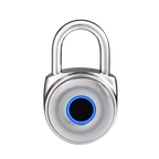 Blusafe Mirage Padlocks Chrome Long Shackle - Blusafe Fingerprint Padlock, Smart Fingerprint Padlock, Anti-Theft, IP66, 20 Fingerprints, Black/Chrome, Long/Short Shackle, Gyms, Gardens, Schools, Bikes, Gates (Long, Chrome)