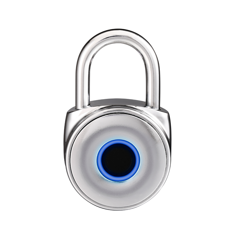 Blusafe Mirage Padlocks Chrome Long Shackle - Blusafe Fingerprint Padlock, Smart Fingerprint Padlock, Anti-Theft, IP66, 20 Fingerprints, Black/Chrome, Long/Short Shackle, Gyms, Gardens, Schools, Bikes, Gates (Long, Chrome)