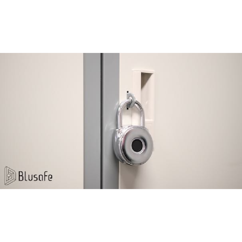 Blusafe Mirage Padlocks Chrome Long Shackle - Blusafe Fingerprint Padlock, Smart Fingerprint Padlock, Anti-Theft, IP66, 20 Fingerprints, Black/Chrome, Long/Short Shackle, Gyms, Gardens, Schools, Bikes, Gates (Long, Chrome)