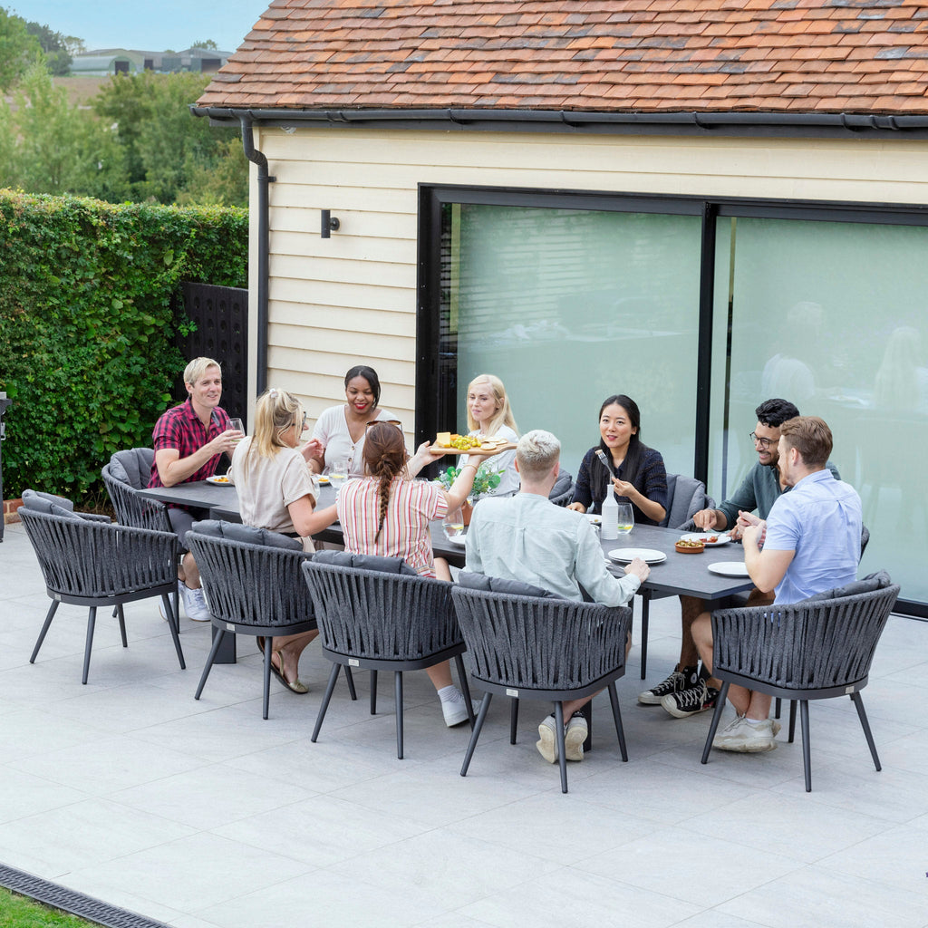 Monterrey 10 Seat Rope Extending Dining Set in Grey