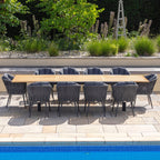 Monterrey 10 Seat Rope Extending Teak Dining Set in Grey