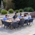 Monterrey 8 Seat Rope Extending Teak Dining Set in Grey