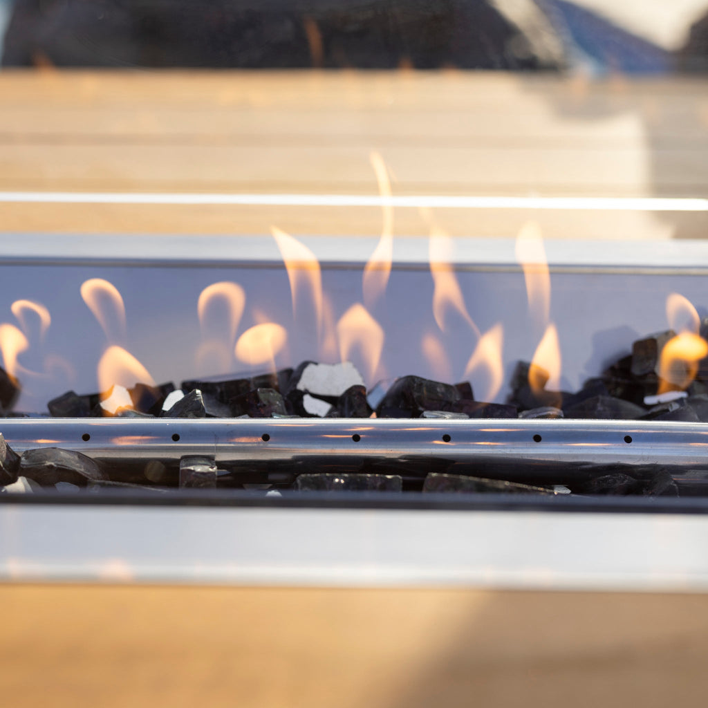 Monterrey 6 Seat Rope Teak Firepit Bar Set in Grey