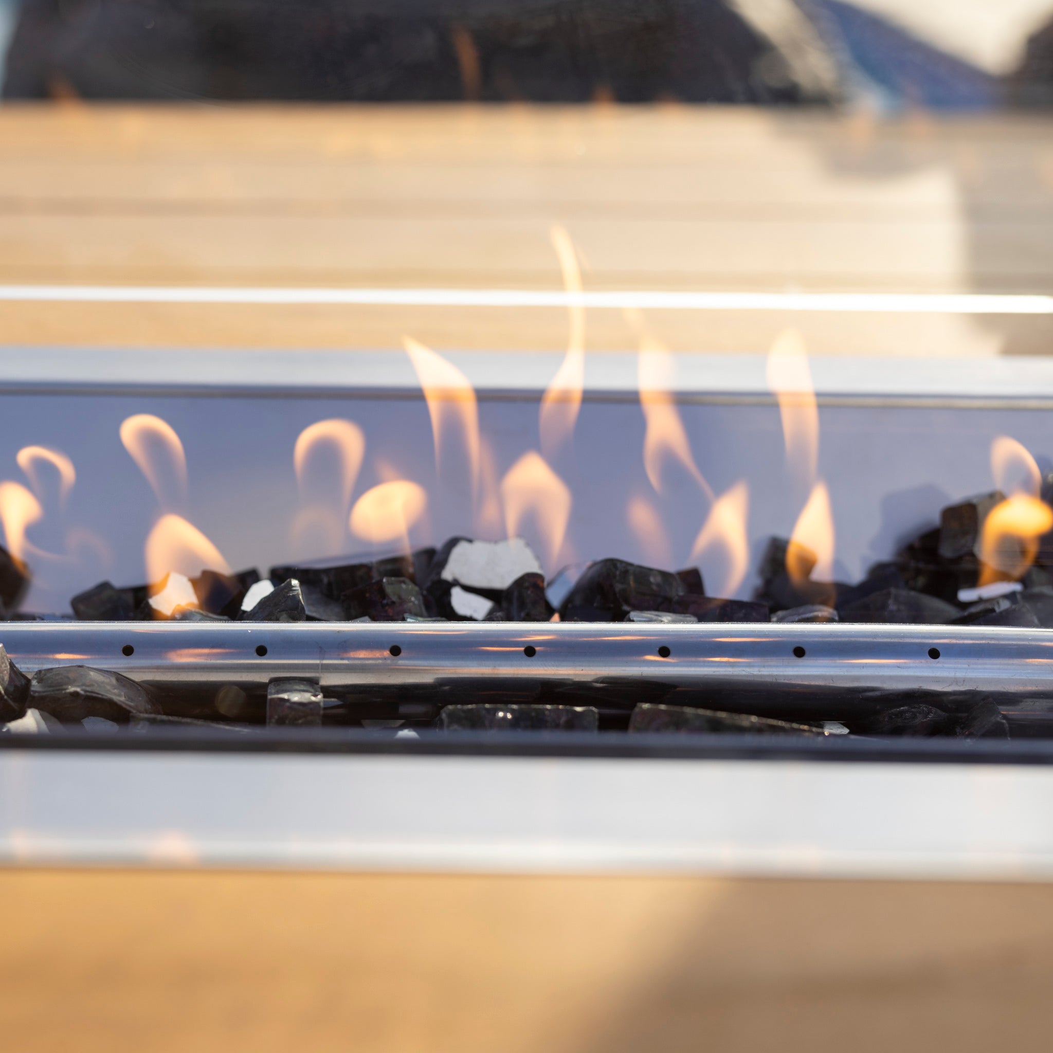 Monterrey 6 Seat Rope Teak Firepit Bar Set in Grey