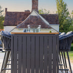 Monterrey 6 Seat Rope Teak Firepit Bar Set in Grey