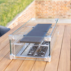 Monterrey 6 Seat Rope Teak Firepit Bar Set in Grey