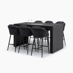 Monterrey 6 Seat Rope Ceramic Firepit Bar Set in Grey