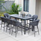 Monterrey 8 Seat Rope Bar Set with Ceramic Table in Grey