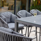 Monterrey 8 Seat Rope Bar Set with Ceramic Table in Grey