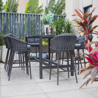 Monterrey 8 Seat Rope Bar Set with Ceramic Table in Grey