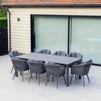 Monterrey 8 Seat Rope Extending Dining Set in Grey