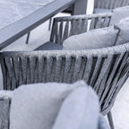 Monterrey 8 Seat Rope Extending Dining Set in Grey