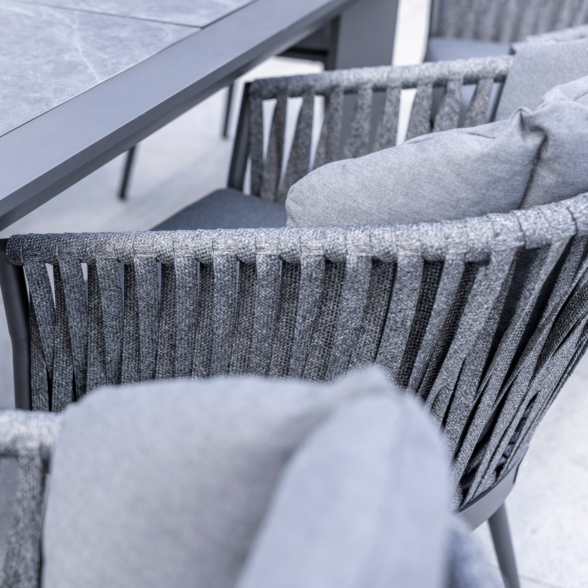 Monterrey 8 Seat Rope Extending Dining Set in Grey