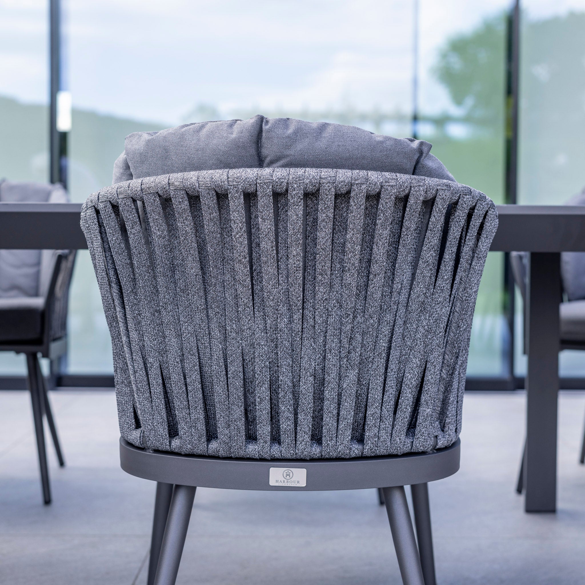 Monterrey 8 Seat Rope Extending Dining Set in Grey