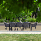 Monterrey 8 Seat Rope Extending Teak Dining Set in Grey