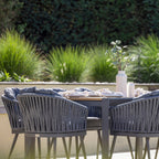 Monterrey 8 Seat Rope Extending Teak Dining Set in Grey
