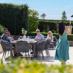 Monterrey 8 Seat Rope Extending Teak Dining Set in Grey