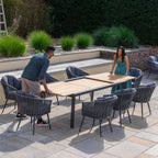 Monterrey 10 Seat Rope Extending Teak Dining Set in Grey