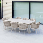 Monterrey 8 Seat Rope Extending Dining Set in Latte