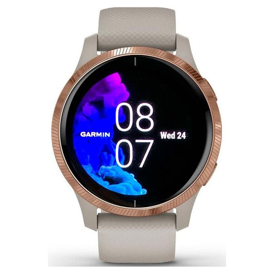 Garmin Venu, GPS Smartwatch with Bright Touchscreen Display, Features Music, Body Energy Monitoring, Animated Workouts, Pulse Ox Sensors and More, Light Sand with Rose Gold