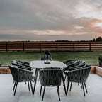 Monterrey 8 Seat Rope Dining Set with Oval Ceramic Table in Grey