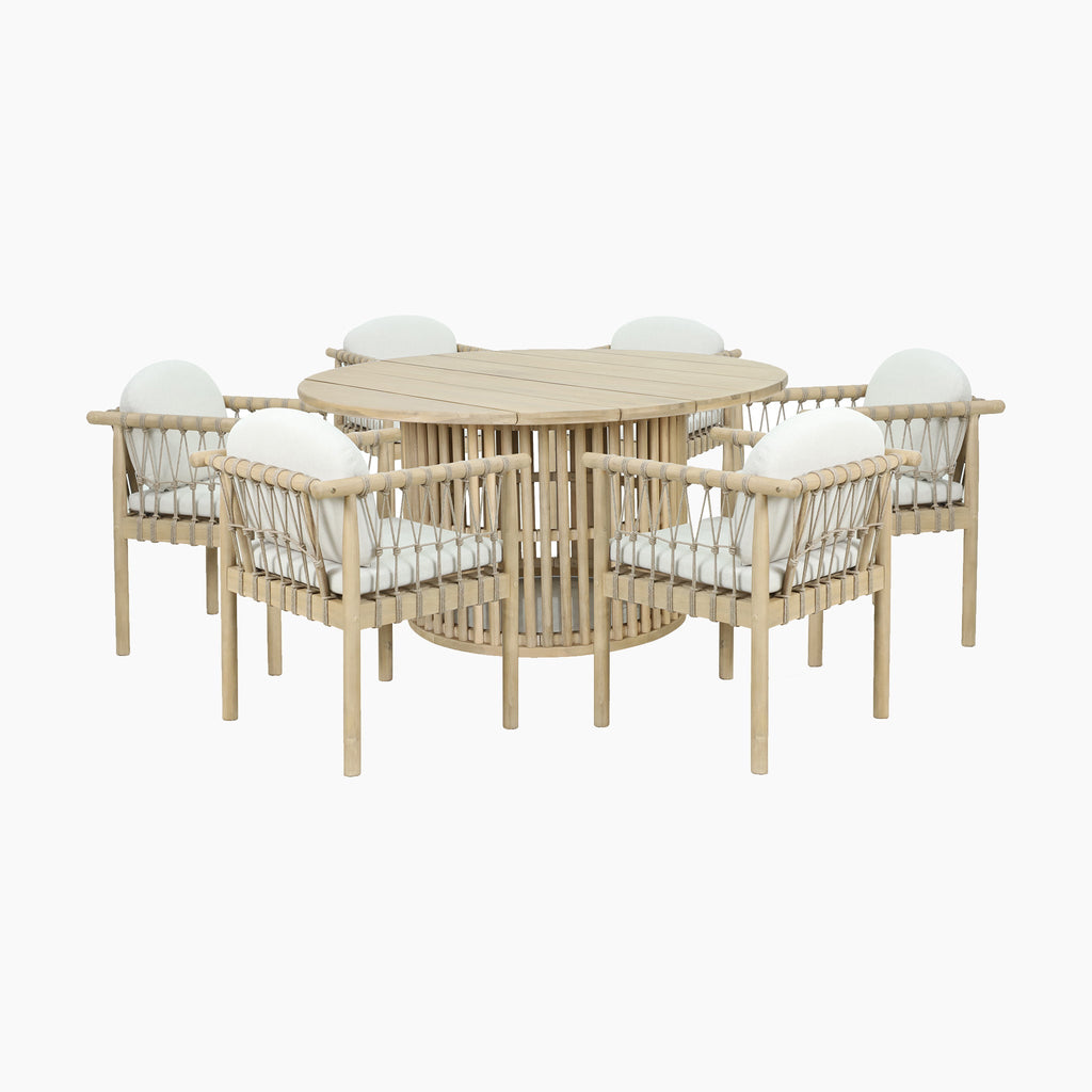 Paia 6 Seat Round Dining Set in Linen