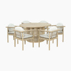 Paia 6 Seat Round Dining Set in Linen