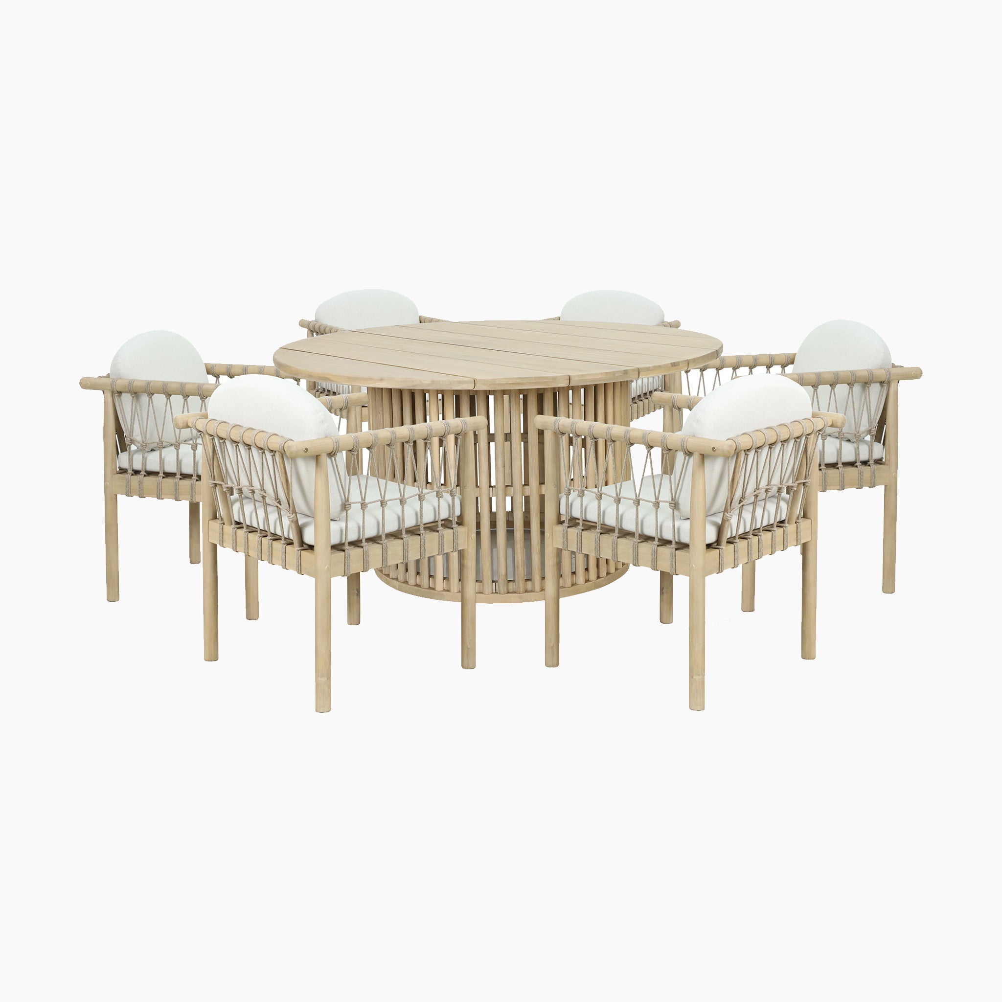 Paia 6 Seat Round Dining Set in Linen