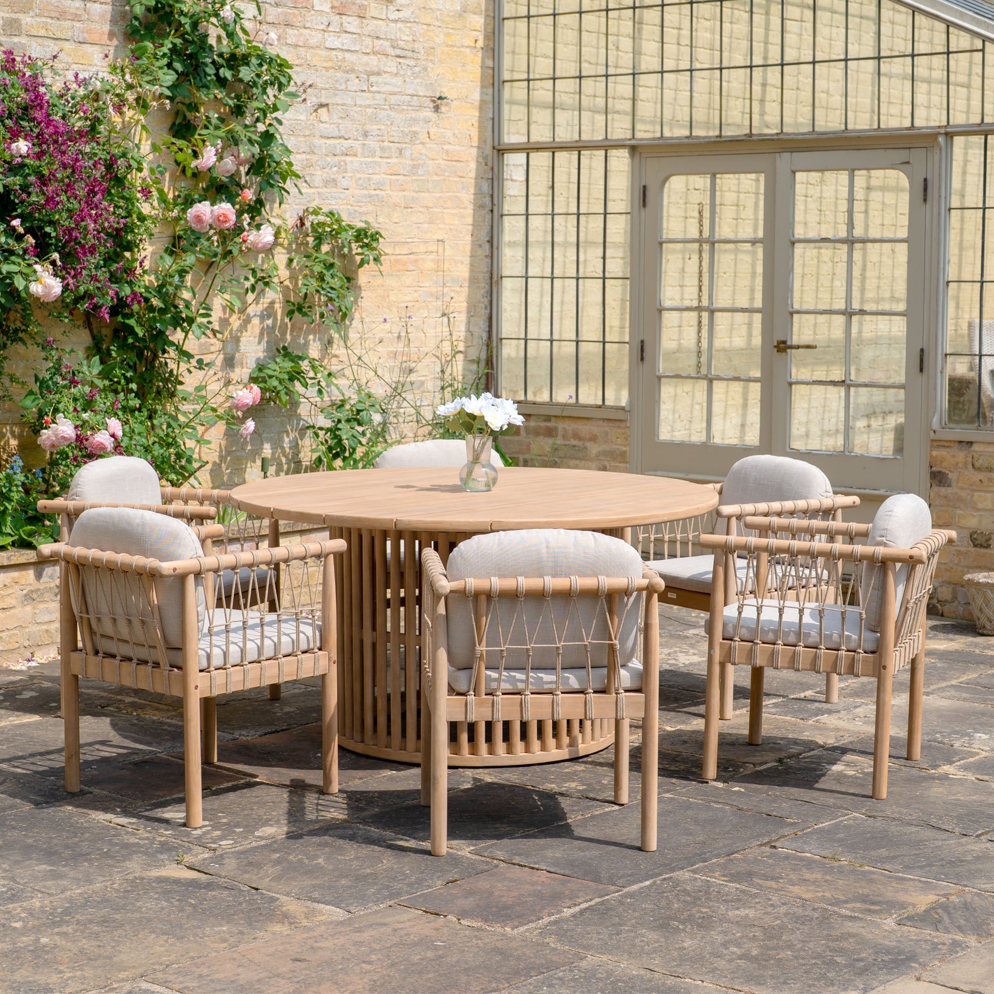 Paia 6 Seat Round Dining Set in Linen