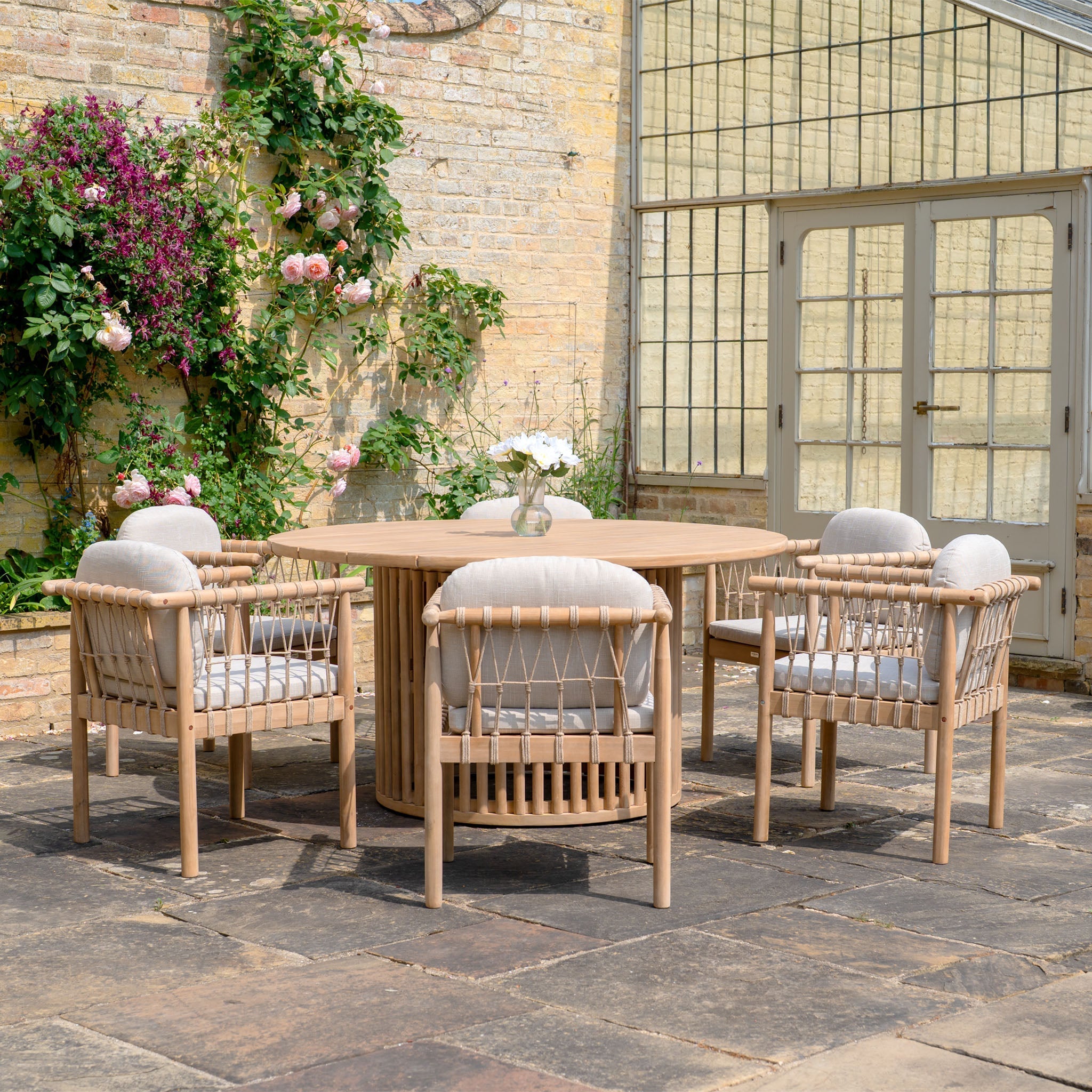 Paia 6 Seat Round Dining Set in Linen