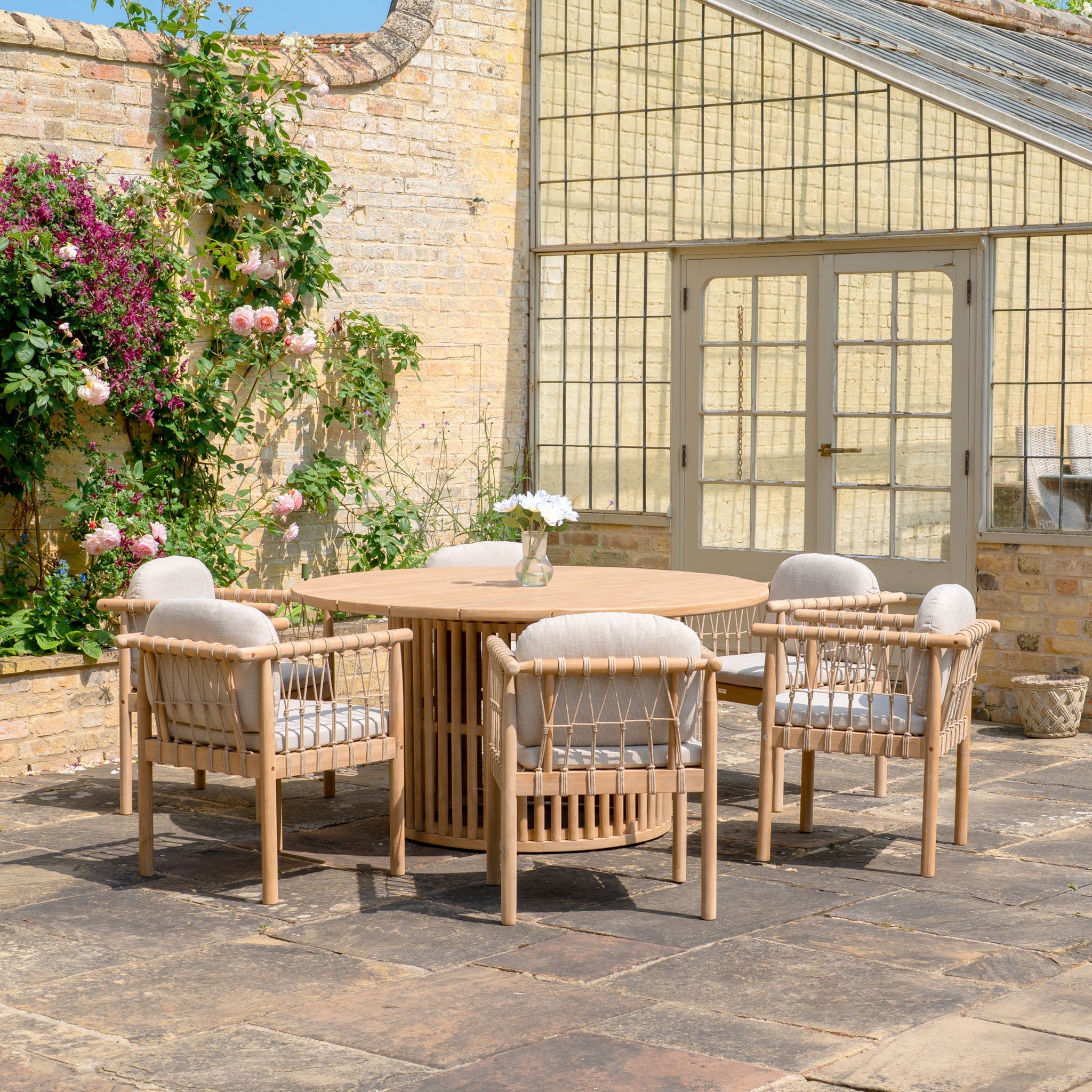 Paia 6 Seat Round Dining Set in Linen