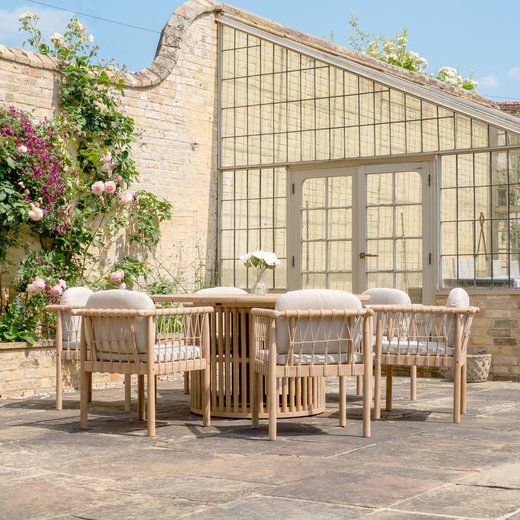 Paia 6 Seat Round Dining Set in Linen