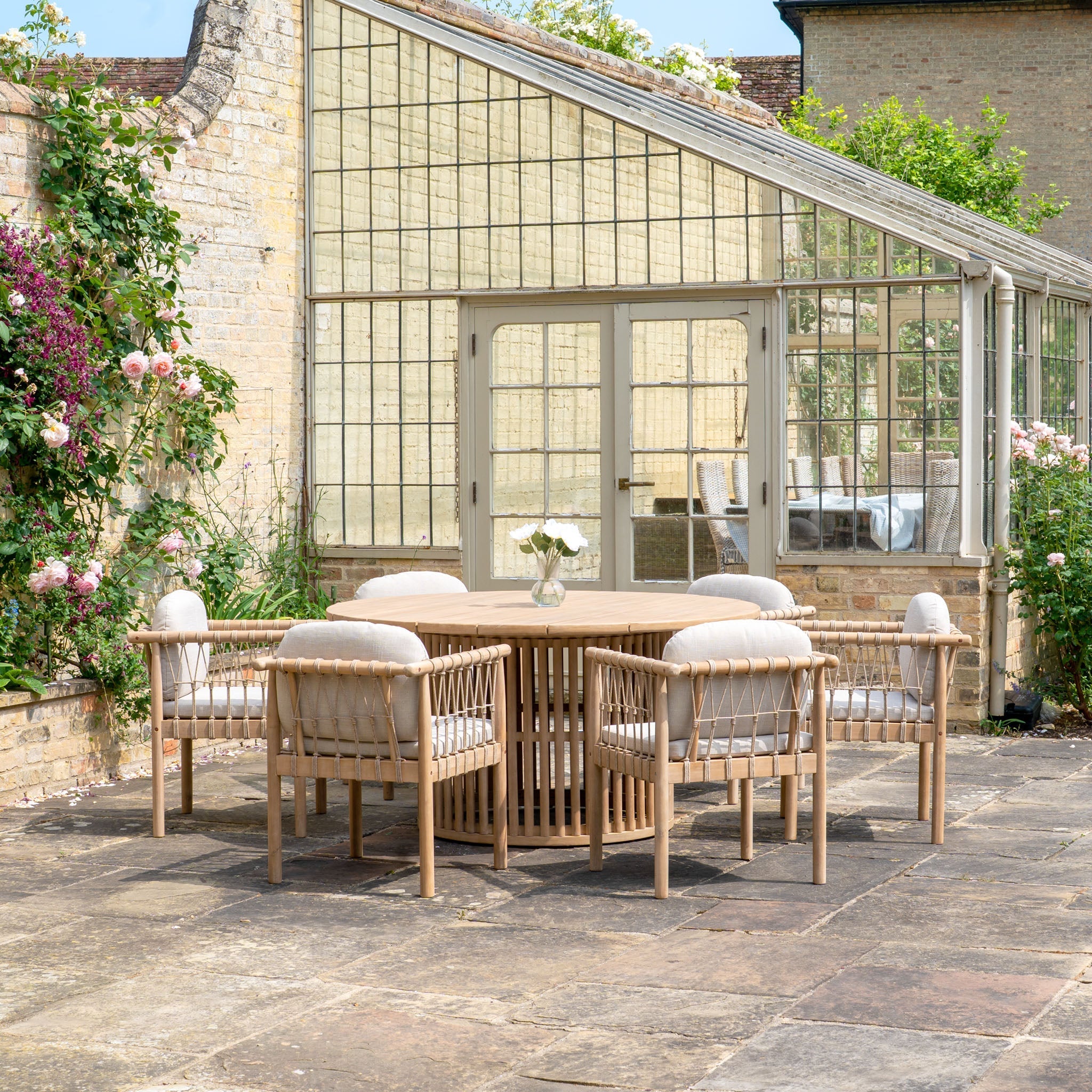 Paia 6 Seat Round Dining Set in Linen