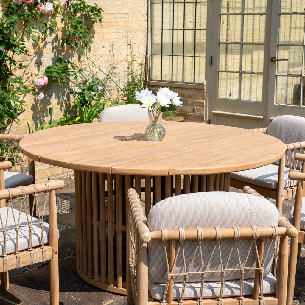 Paia 6 Seat Round Dining Set in Linen