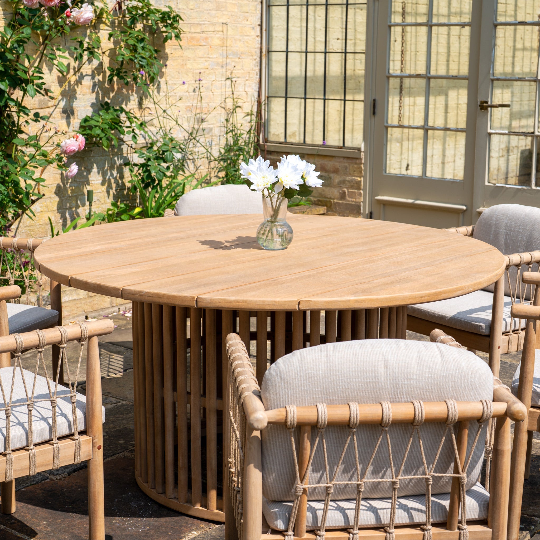 Paia 6 Seat Round Dining Set in Linen