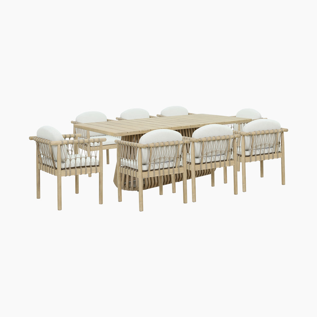 Paia 8 Seat Rectangular Dining Set in Linen