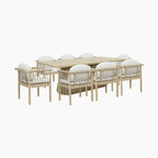 Paia 8 Seat Rectangular Dining Set in Linen