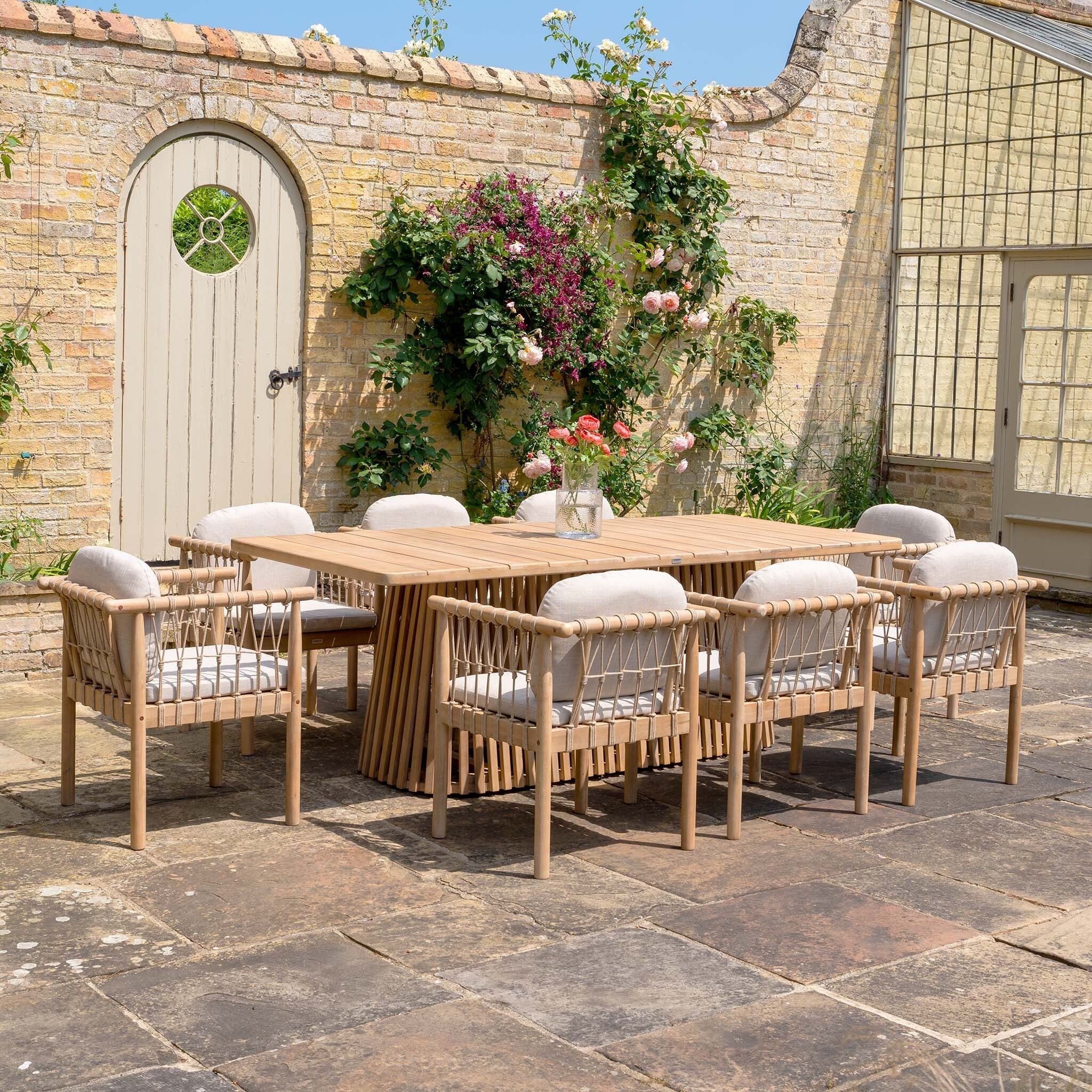 Paia 8 Seat Rectangular Dining Set in Linen