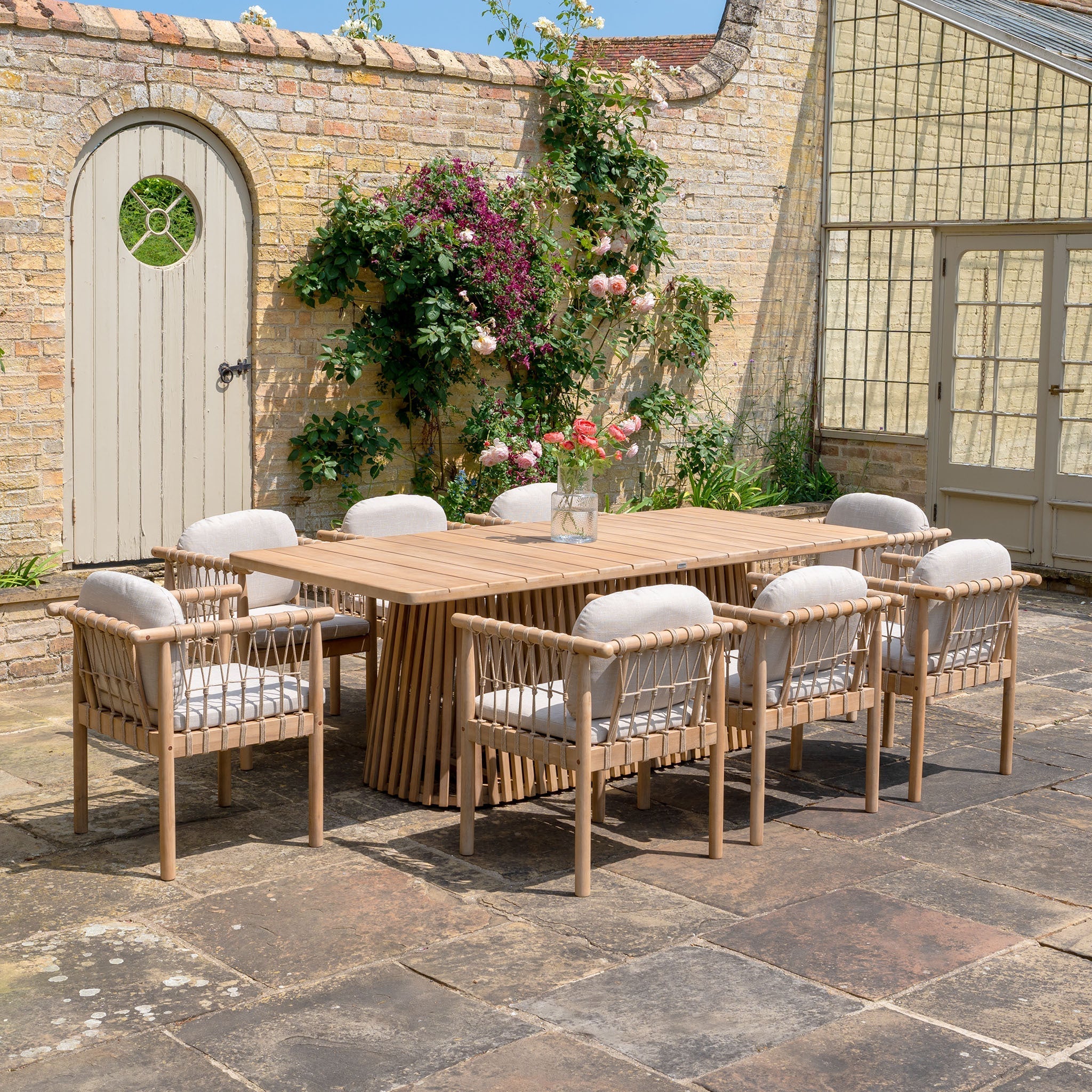 Paia 8 Seat Rectangular Dining Set in Linen