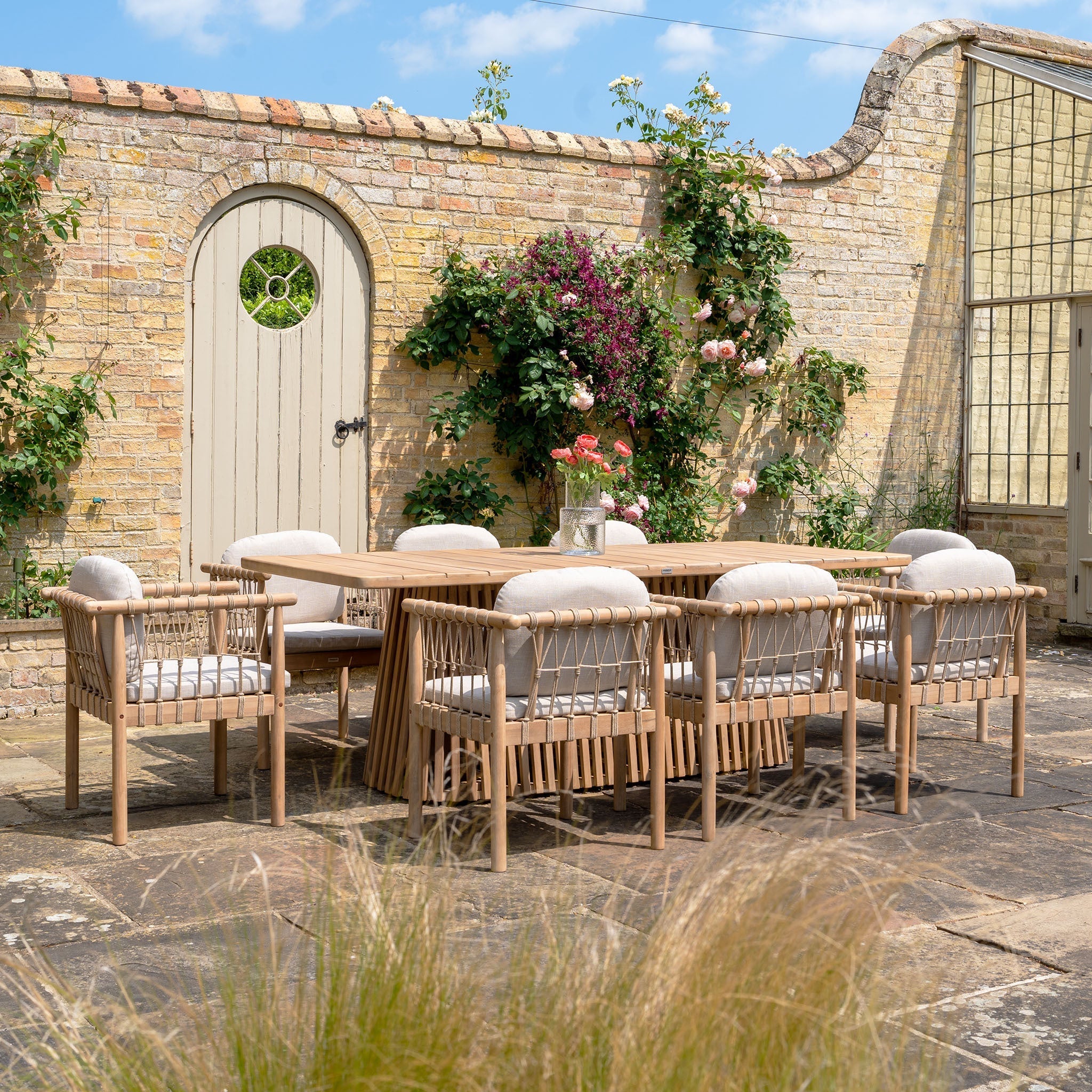 Paia 8 Seat Rectangular Dining Set in Linen