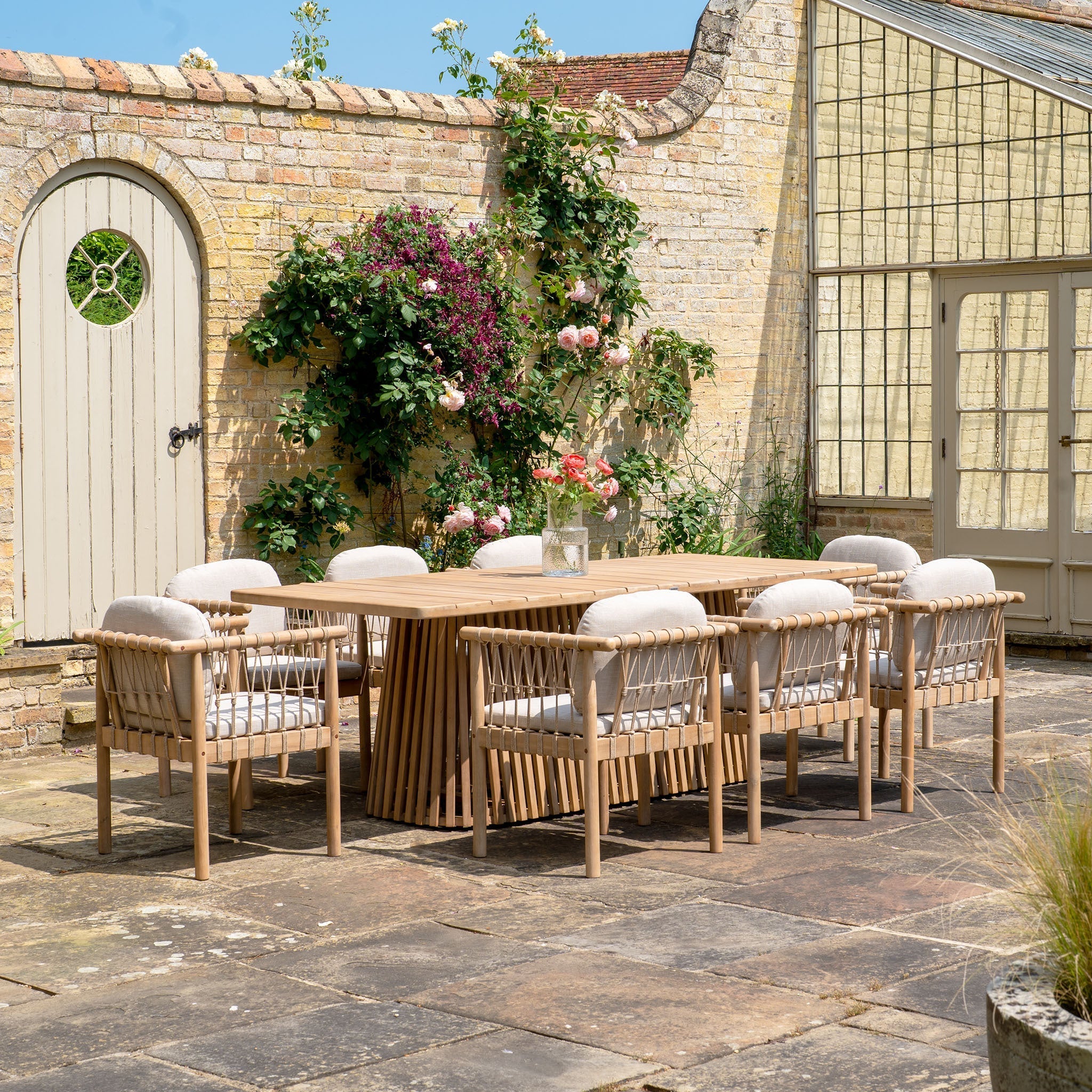Paia 8 Seat Rectangular Dining Set in Linen