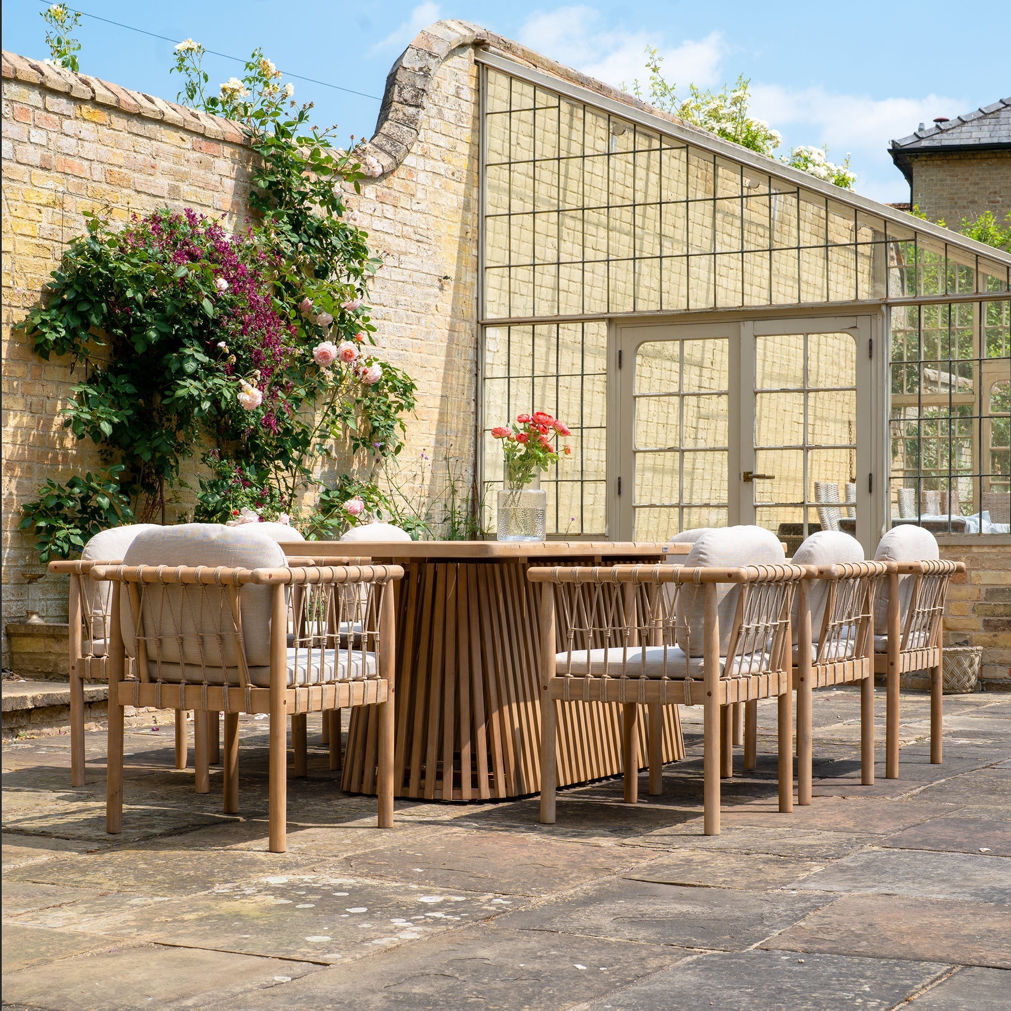 Paia 8 Seat Rectangular Dining Set in Linen