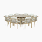 Paia 8 Seat Round Dining Set in Linen