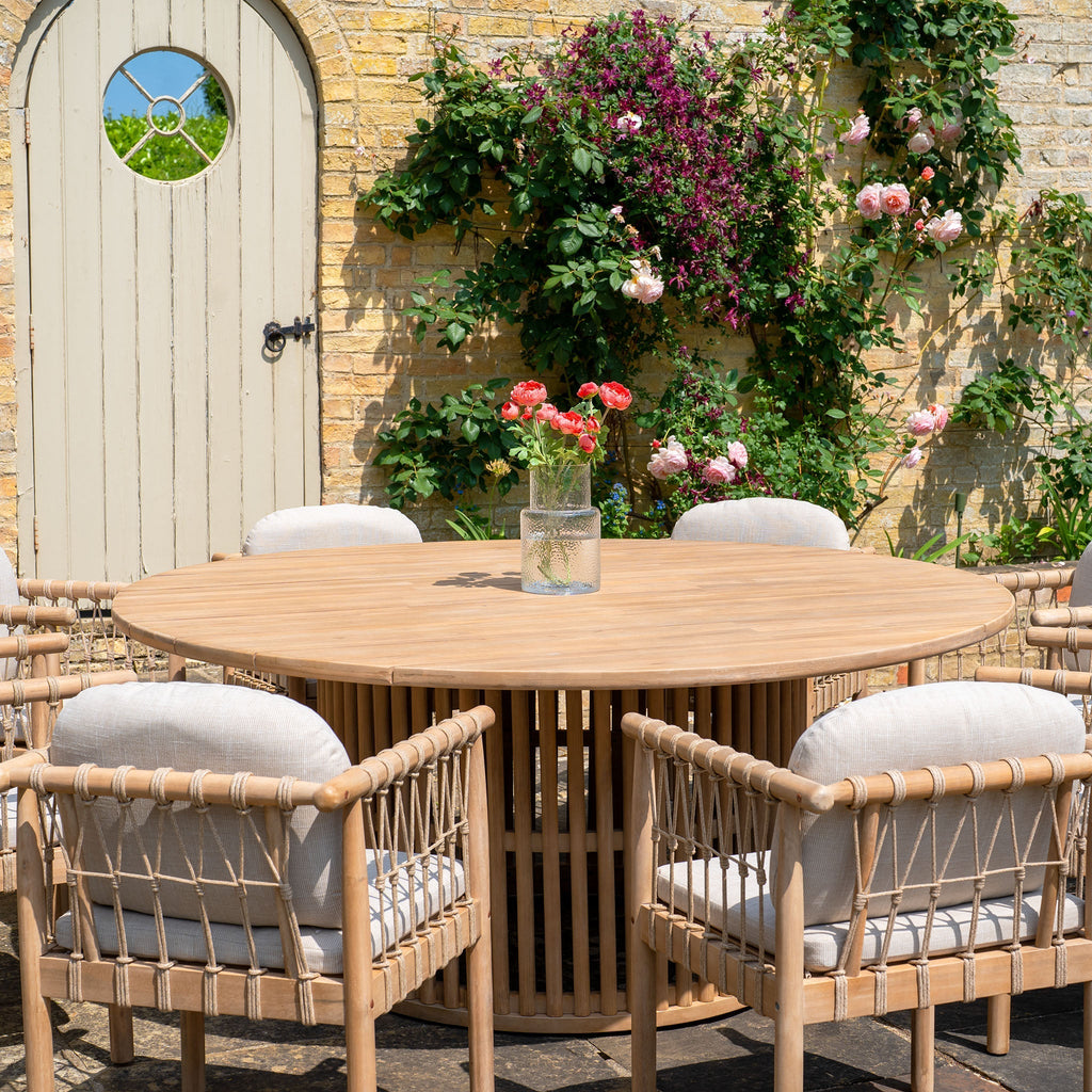 Paia 8 Seat Round Dining Set in Linen